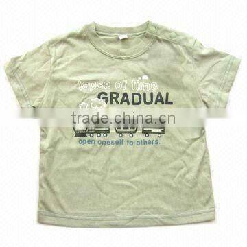 Round Neck Baby T-shirt with Short Sleeve, Made of 100% Combed Cotton