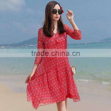 Z&M Women's 2017 Ladies Fashion Silk Dress Thai Silk Dress Women's Long Dress photo-3