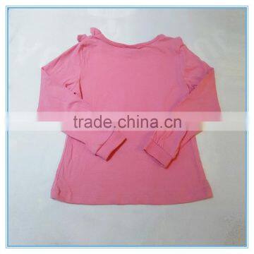 OEM Cotton Children Girls Long Sleeve Shirt, Girls Boutique t Shirt With Bowknot on Shoulder photo-2