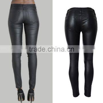EY0172P Autumn Fashion Casual Long Pencil Pant Trousers High Waist PU Leather Women Pants photo-2