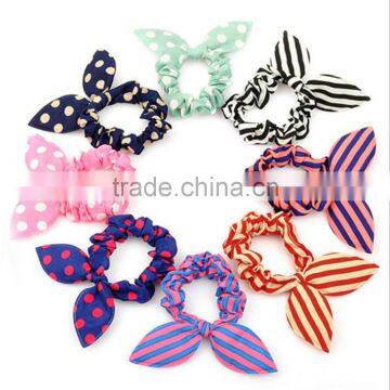 Fashion Rabit Ears Elastic HairBands Dot Print Chiffon Hair Ring