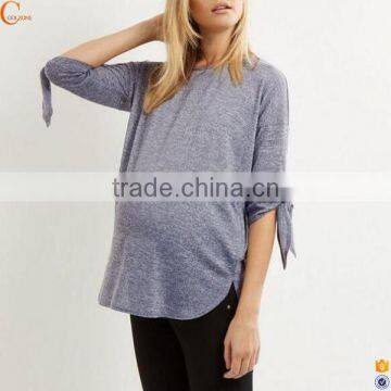Wholesale maternity wear clothes knit tie sleeve tops
