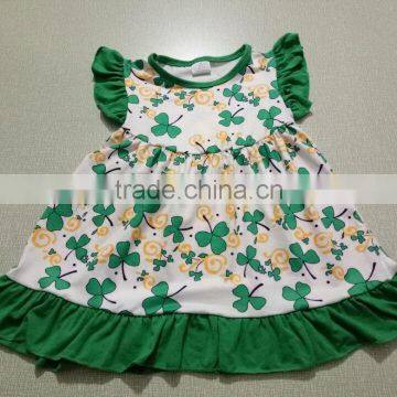 Latest children frocks designs dress whosale girl dresses for st patericks flutter sleeve baby kid clothes