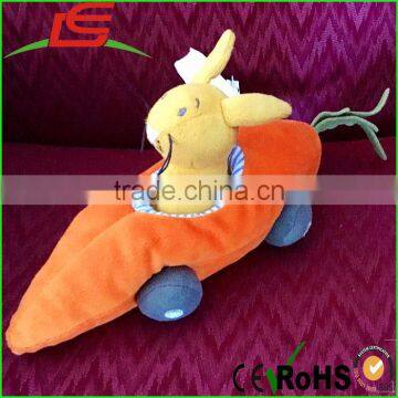 cute kids toy soft stuffed yellow little mouse in plush carrot race car