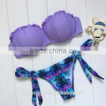 palm tree shell swimwear bikini/ keshg purple black shell bikini swimwear