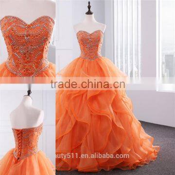 2018 quinceanera vestidos baratos ball gown with ruffles Sweetheart Organza Beading six 16 party gowns quinceanera dresses ED02