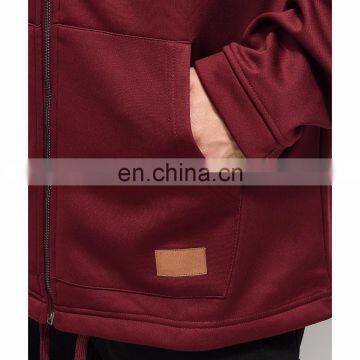 New Fashion Fancy Design Custom Men Adjustable Drawstring Hoodies Burgundy Tech Fleece Full Zip Hoodie photo-4