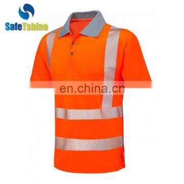 high visibility workwear reflective safety polo shirt