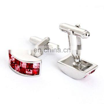 Exquisite Red Rhinestone Jewelry Men Shirt Cufflinks photo-4
