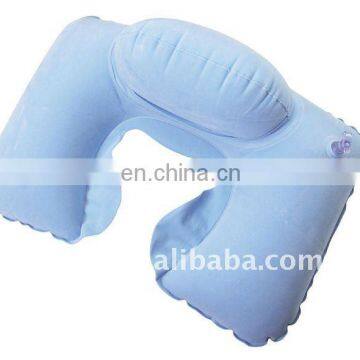 Inflatable flocked pvc neck pillow with high rest