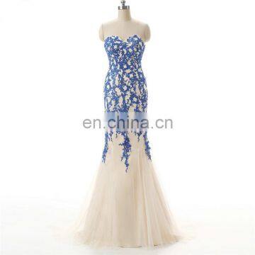 Wedding Party Gowns 2016 Sweetheart Appliqued Crystals Tulle Long Evening Dresses Lace-up Back Mermaid Prom Dress Vestido Longo