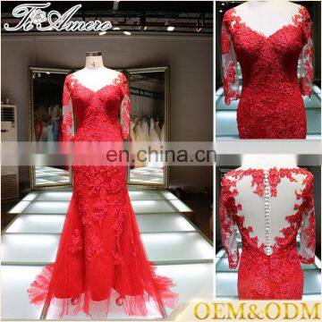 2016 wholesale new fashion most popular plus size custom women's lace applique evening wedding dress for bridal mother