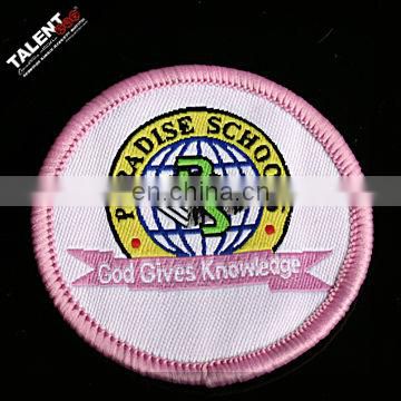 custom woven school logo patch for uniform garment