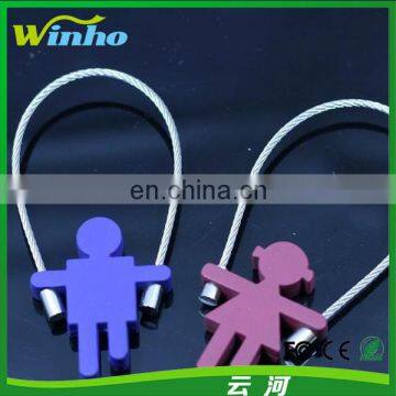 Metal Wire Rope Boy and Girl Keychain