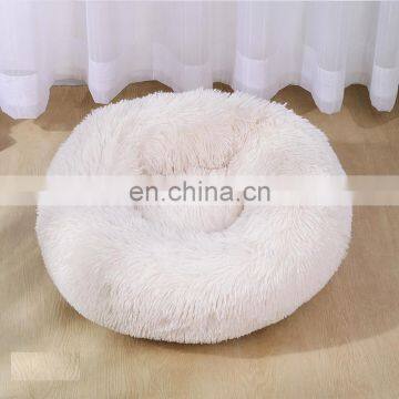 80cmDonut Cat Bed Plush Faux Fur Dog Beds Cats Comfortable Warm Deep Sleep photo-3