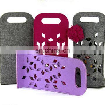 2018 Hot Sell Elegant Christmas Felt Single Wine Bottle Bag With Handle and Customized Logo photo-6