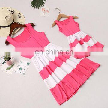 Family Matching Black White Striped Patchwork Dresses Kids Parent Child Outfits Mother and Daughter (this Link for MOM) photo-5