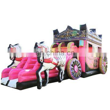 Princess Cinderella Carriage Inflatable Bouncer Wagon Jumping Bounce House Bouncy Castle Combo For Children