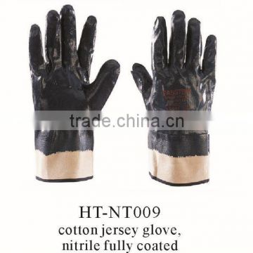 Nylon coated blue nitrile glove oil and acid resistant gloves