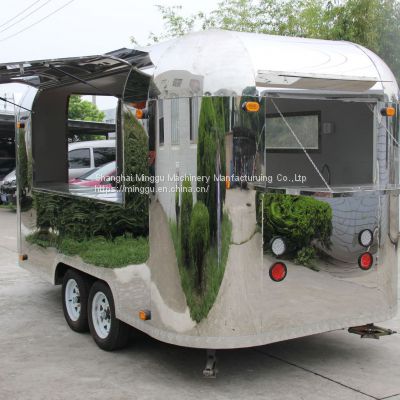 Stainless steel mirror car Food truck street shop car  With the dining car