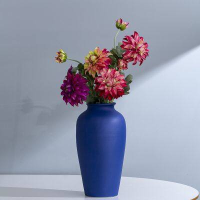 Nordic Large Blue Modern Simple Creative Hand Made Ceramic Vase For TV Bench Decor photo-3