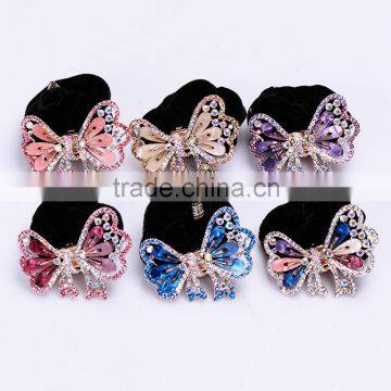 Colorful Rhinestone Crystal Crochet Ribbon Bow Hair Band