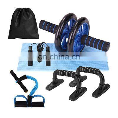 Ab Roller Wheel 6-In-1 Ab Roller Kit Multifunctional Abdominal Wheel Fitness Trainer Wheel  With Jump Rope And Push Up Stand