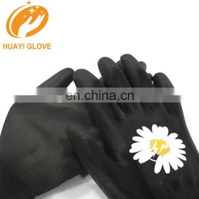 Polyester Shell PU Coated Glove Durable Lightweight 13G Black Hand Safety Gardening Electronic Repairing Work photo-2