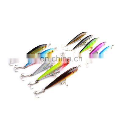 Colorful 11cm/10g 10 colors long tongue  carbon steel 2X class strength Treble Shape Hook minnow fishing lure