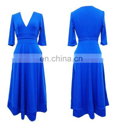 Formal Batwing Sleeve Evening Casual Gown Split Sleeves Smocked Elegant Cocktail Long Maxi Dress photo-5