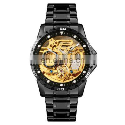 SKMEI 9230 Skeleton Custom Automatic Mechanical Men Luxury Watches with Stainless Steel Strap