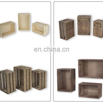 Rustic Walnut Wine Rack Storage Baskets Wall Mount Wooden Crates photo-4