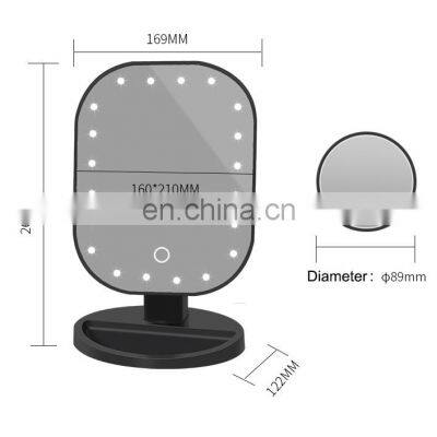 Hot Sales European Style Standing Lighted Makeup Mirror Bathroom Rechargeable Make Up Mirror With LED photo-5