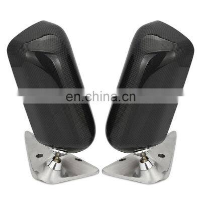 Universal Style Carbon Fiber Auto Rear View Mirror , Car Side Mirror With Blue Lens Metal Bracket