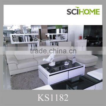 premium leather half leather functional headrest sectional sofa