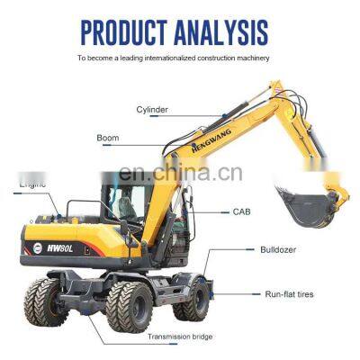 HENGWANG HWL80-6 8 Ton Hydraulic Wheel Excavator With Anti-pinch Tyre