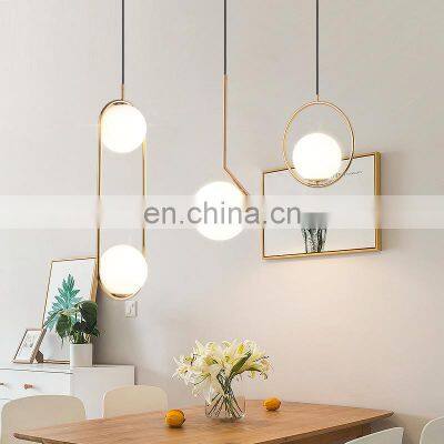 Nordic Modern LED Ceiling Lamp Simple Hanging Pendant Light Metal Glass Ball Hanging Lamps Chandelier for Decoration Lighting