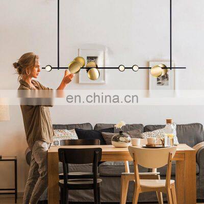 Simple Nordic Style Gold Color Pendant Light Indoor Decorative Dinner Room Restaurant Long Chandelier Light