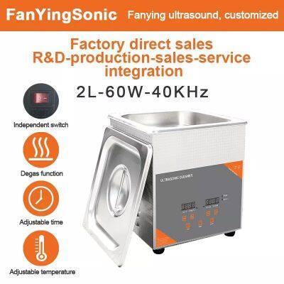 FanYingSonic Ultrasonic Cleaner 2L Digital Timer Stainless Steel Bath Jewelry Glasses Watch Cleaning Machine