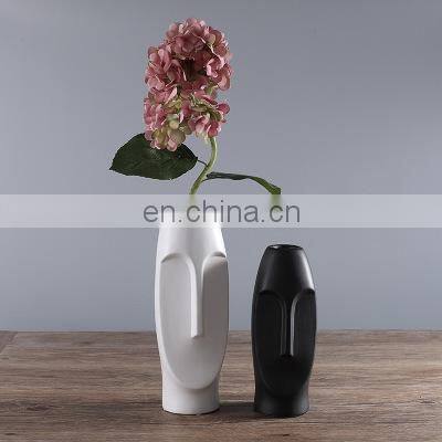 Nordic INS Style Figurines Frosted Creative Face Design Model Home Decorative Ornament Abstract Ceramic Flower Vase photo-3