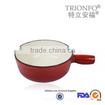 Lightening red enamel cast iron non-stick frying pot