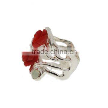 Rose With Gemstones Silver Ring photo-3