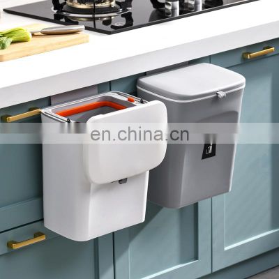 Hanging Trash Can with Lid for Kitchen Installable indoor compost bucket Cupboard Wall-mounted trash bin