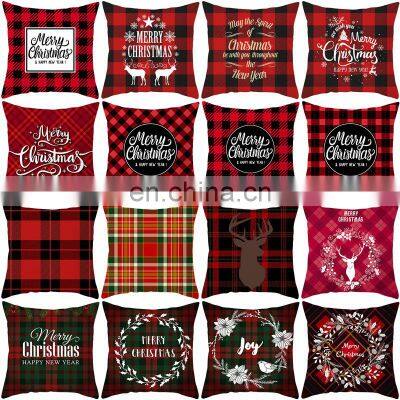 Christmas Cushion Cover Red Christmas Printed Pillows Case Sofa Home Decoration Pillowcase