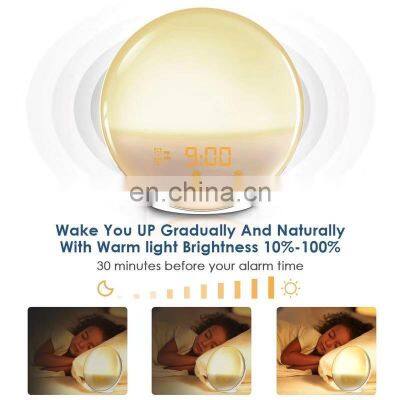Wake Night Light Alarm Clock With Sleep Trainer Natural Sound Machine and FM Radio & APP Connection photo-3