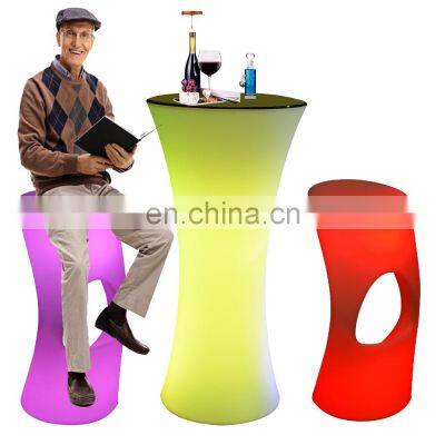 plastic glow illuminated outdoor event night club lounge led light  bar furniture chairs tables sofa set for outdoor restaurant