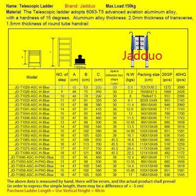 Single Blue Telescopic Ladder With Hook+Anti-slip Cushion photo-2