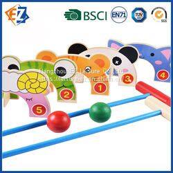 Wooden Outdoor Kids Animal Croquet Play Garden Toy Set photo-3