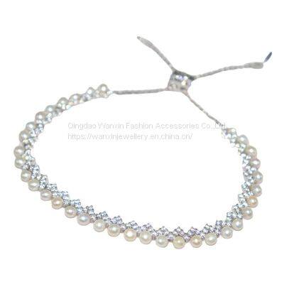 S925 Sterling Silver Bracelet Freshwater Pearl Water Wave Accessories