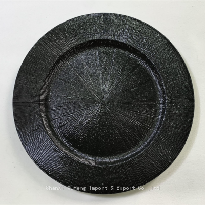 Bulk luxury Custom Wholesale Black Plastic Plates for Dining Wedding Dinner Plates